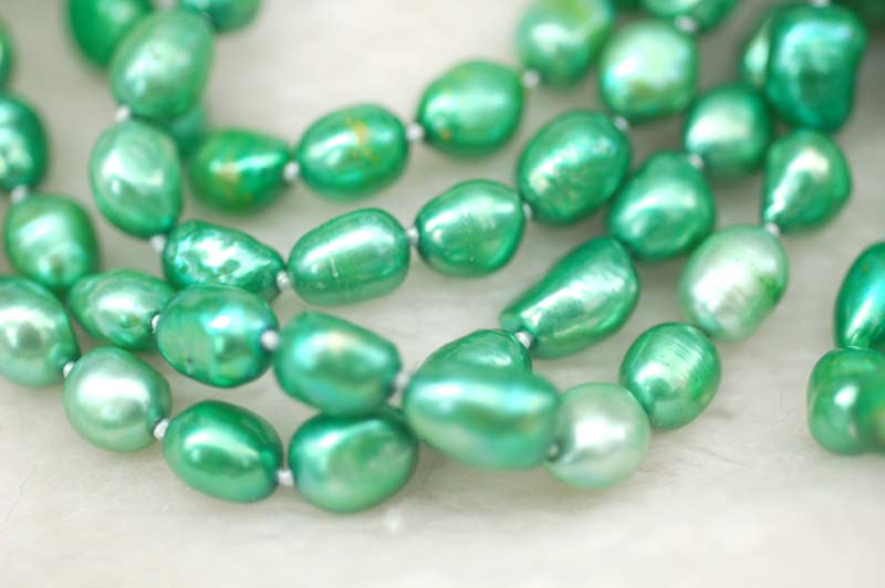 pearl red green multicolor baroque 7-9mm necklace 42inch   beads nature