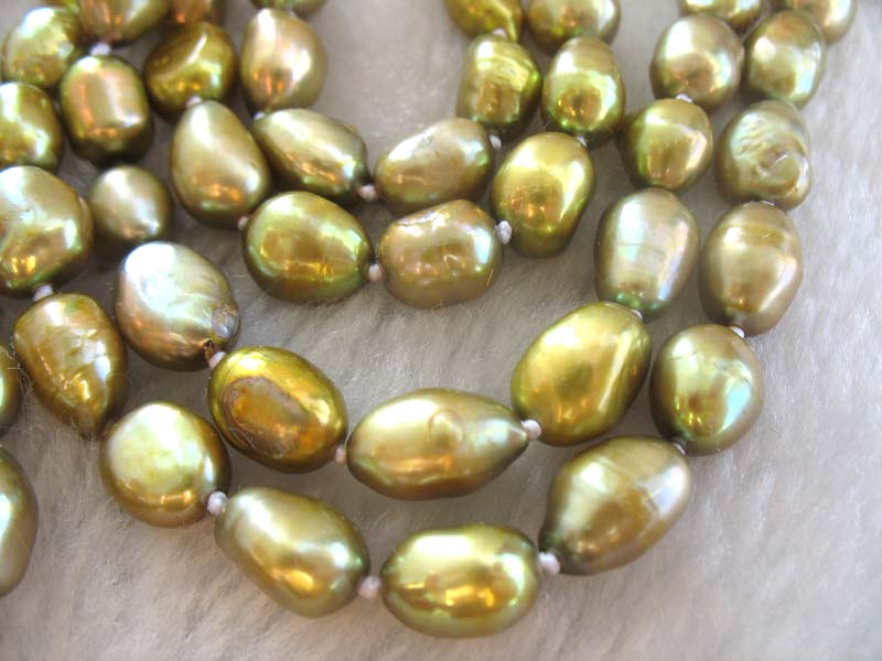 pearl red green multicolor baroque 7-9mm necklace 42inch   beads nature