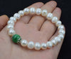 pearl white near round 8-9mm+ jade bracelet red/green/yellow/orange red coral 7.5inch   beads nature