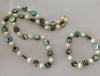 pearl white near round and abalone shell coin necklace bracelet 20inch   beads nature