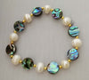 pearl white near round and abalone shell coin necklace bracelet 20inch   beads nature