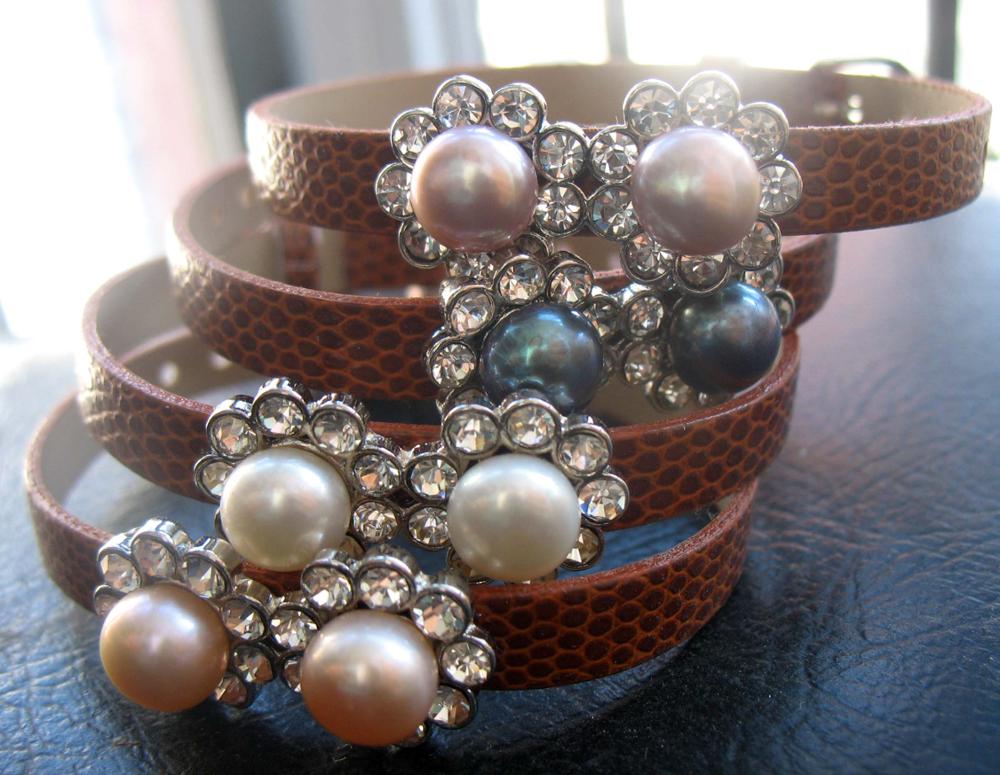 pearl white pink purple black coin 7-9mm flower bracelet 7.5inch   beads nature