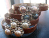 pearl white pink purple black coin 7-9mm flower bracelet 7.5inch   beads nature