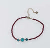 garnet 3mm round red and amazonite green bracelet 7.5inch   beads nature handcraft FPPJ