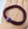 garnet round red and amethyst pink quartz bracelet 7.5inch   beads nature handcraft