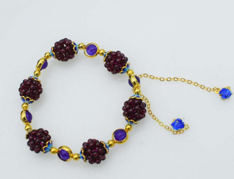 garnet round red and purple jade/ amazonite/pink quqrtz/ yellow jade bracelet 7.5inch   beads nature handcraft
