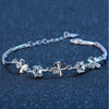gorgeous 925 sterling Silver Zircon Lucky Clover Bracelets crystals chain For Women Valentines Gift Wedding cute Jewelry
