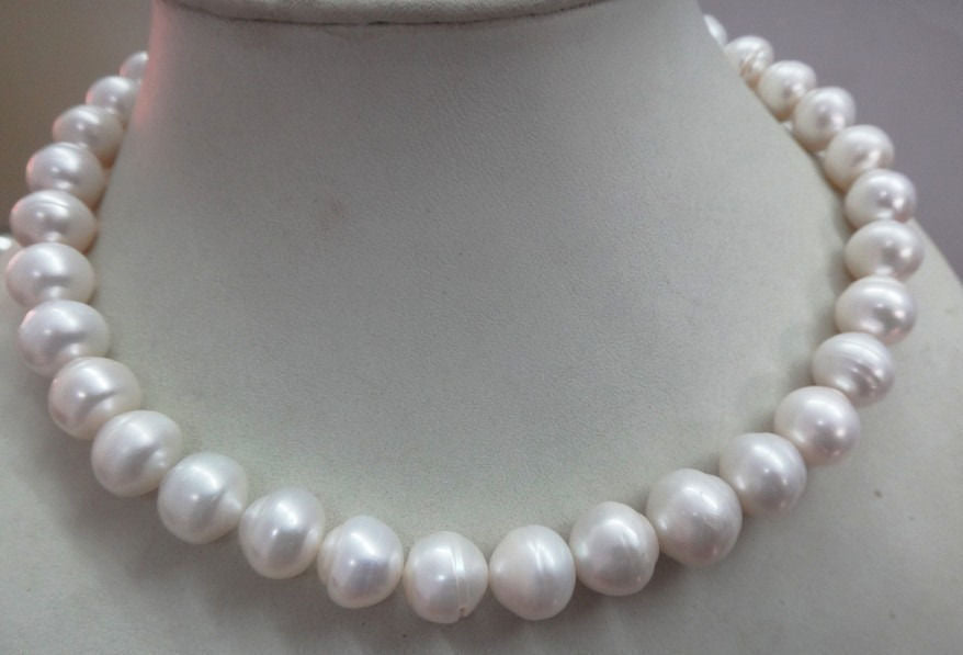 gorgeousAAA natural 10-11mm baroque south sea white pearl necklace