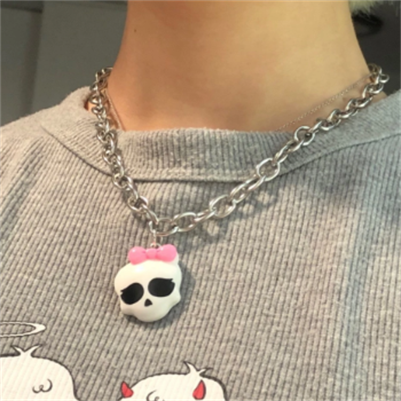 goth Hip Hop Punk Skull Heart Pendant Necklace For Men Women Party Club Gifts Skeleton Choker indie e girl Jewelry