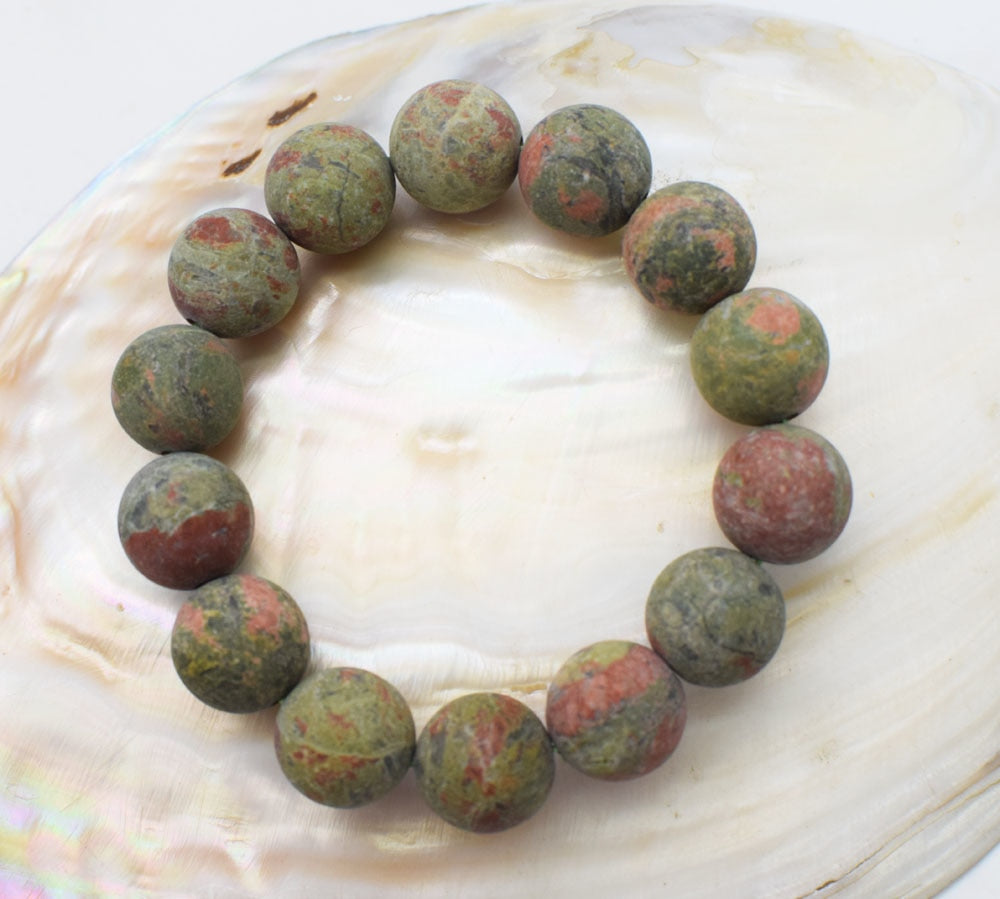 green blurry sodalite agate round 14mm bracelet 7.5inch   beads nature
