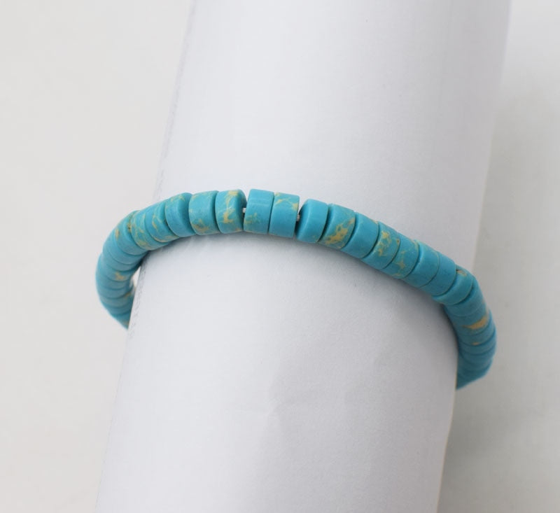 green jasper roundel 6*4mm bracelet 7.5inch   beads nature gemstone