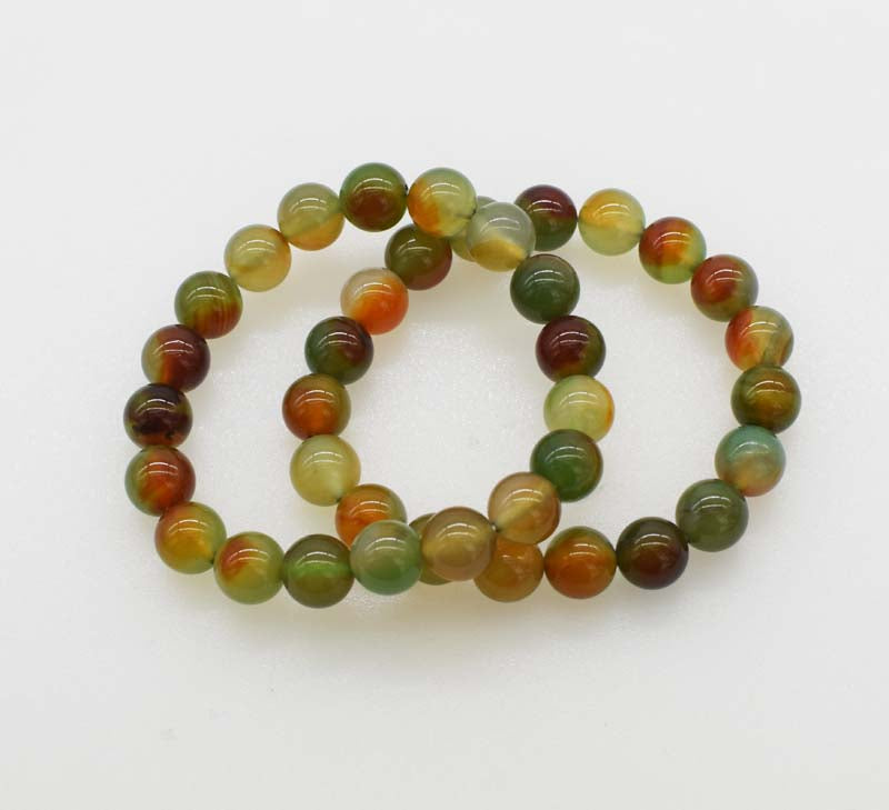 green red agate round 10/12/14mm bracelet 7.5inch   beads nature