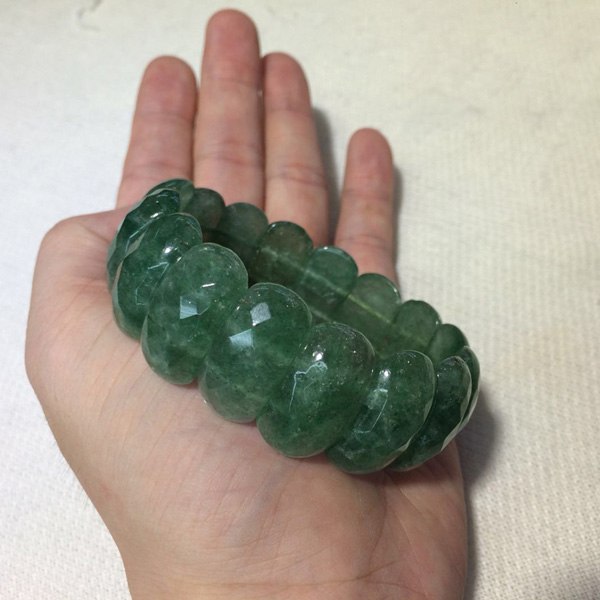 green strawberry quartz stone beads bracelet natural gemstone bangle for woman for gift   !