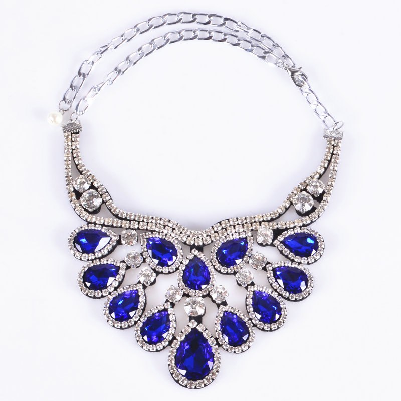 handmade 10 colors optional Statement Glass Crystal choker Necklaces of Women Colorful Bib Collar necklace Jewelry for women