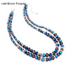 handmade glass Beads Double-deck Statement Necklace Jewelry for women Bohemia style long classic strand necklaces