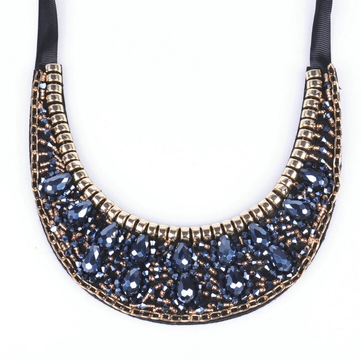 handmade water drop crystal ethnic style collier necklace & multicolor trendy choker collar statement necklaces for women party