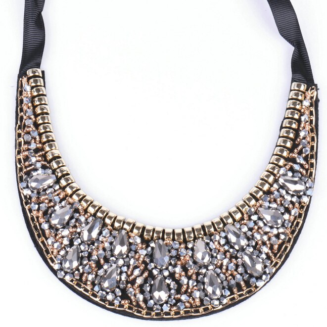 handmade water drop crystal ethnic style collier necklace & multicolor trendy choker collar statement necklaces for women party