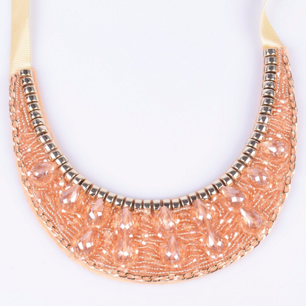 handmade water drop crystal ethnic style collier necklace & multicolor trendy choker collar statement necklaces for women party