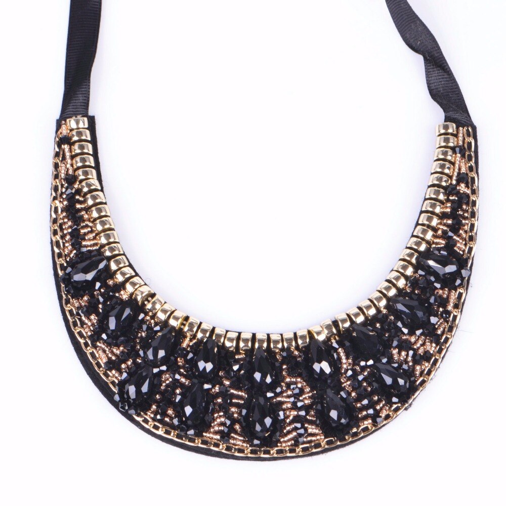 handmade water drop crystal ethnic style collier necklace & multicolor trendy choker collar statement necklaces for women party