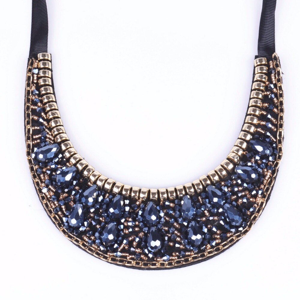 handmade water drop crystal ethnic style collier necklace & multicolor trendy choker collar statement necklaces for women party