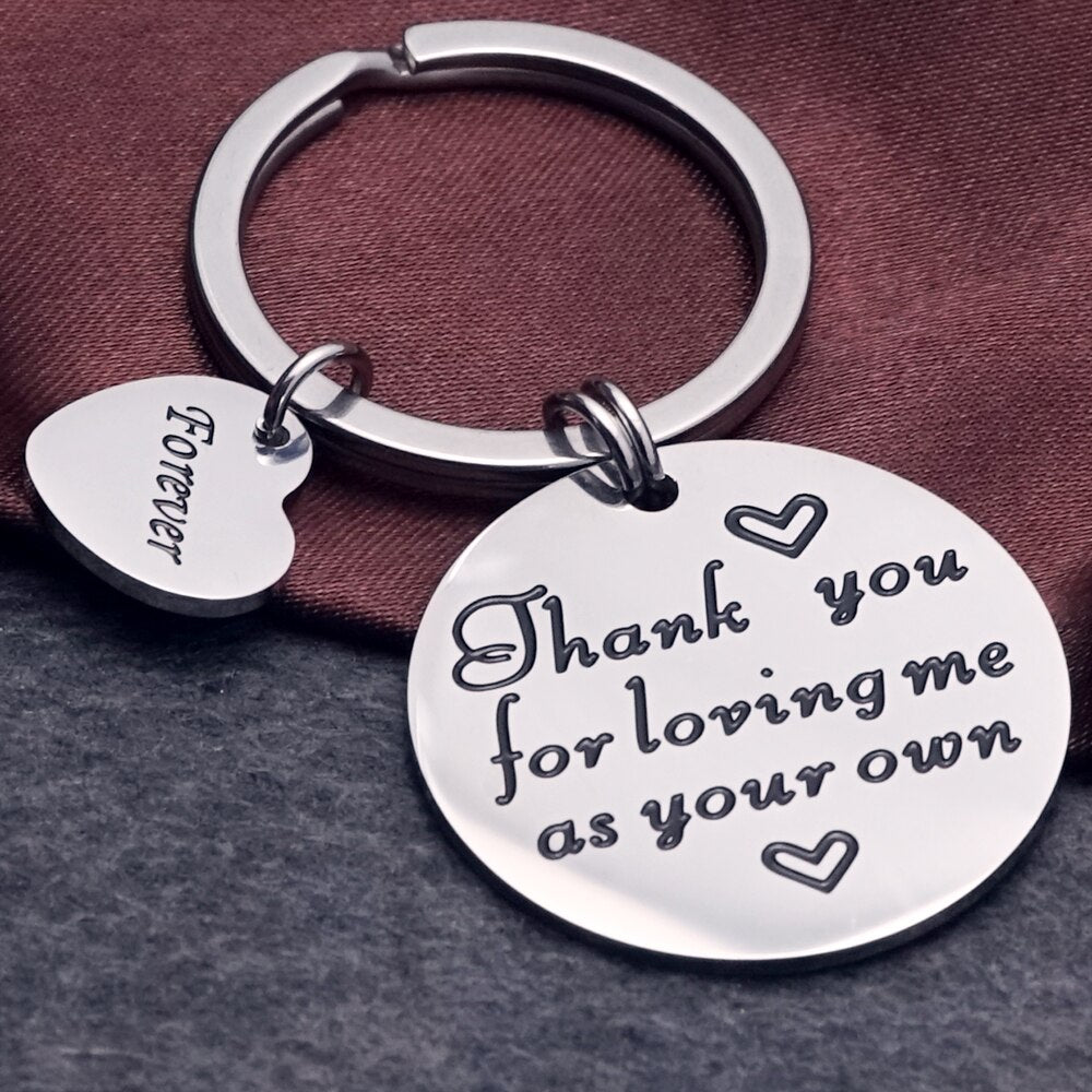 heart pendant keychain love you forever engraved gift keyring handmade gift