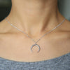 high polished shinny 100% 925 sterling silver crescent moon delicate moon gold color moon pendant women silver chian necklace