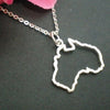 hollow Outline Australia National urban geography Map Necklace - Sydney, Melbourne, Perth, Brisbane, Tasmania Geek jewelry