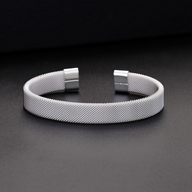 925 sterling silver  Silver mesh Women solid lady bangle jewelry charm cuff men bracelet jewelry Gift