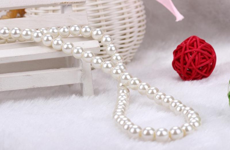 White Faux Pearl Beads Necklace 42cm Elegant Imitation Pearl Choker Necklace Summer Spring Women Party Jewelry