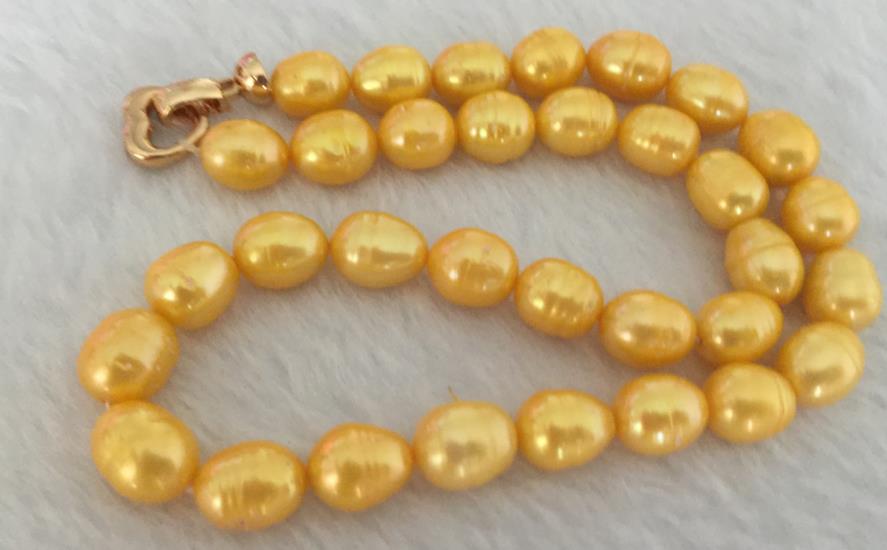 huge11-13mm south sea baroque gold pearl necklace