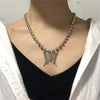 iGirl style butterfly Necklace Stainless Steel big ball chain Harajuku Female Symbol punk Gothic Streetwear choker Necklace for