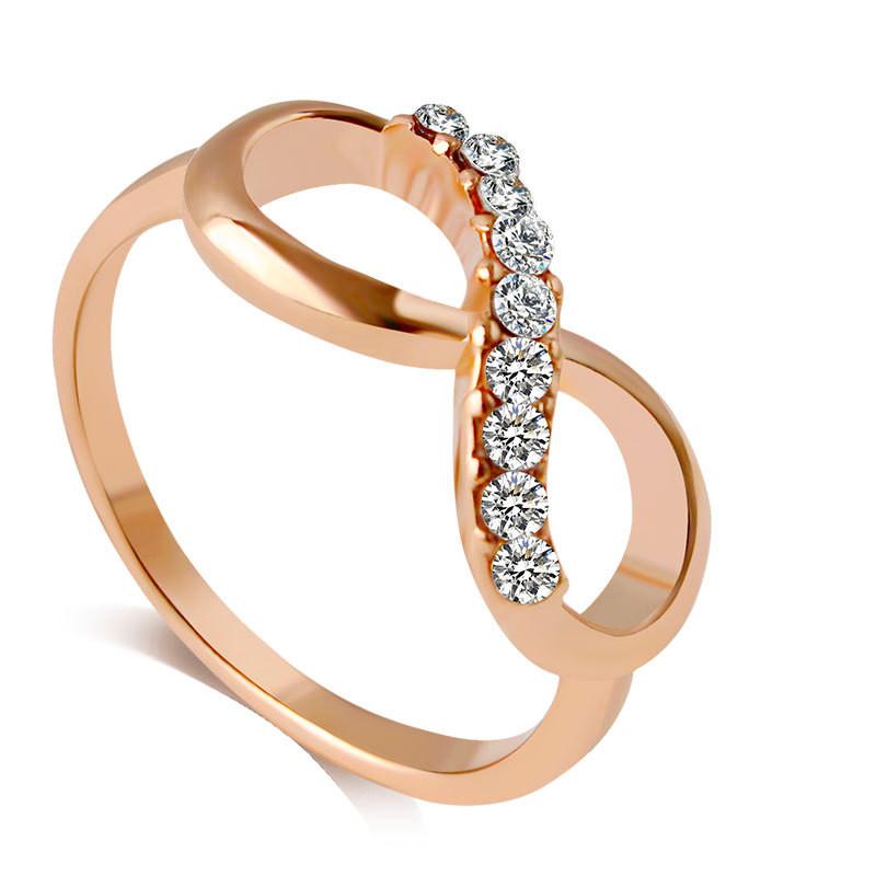 New Design   Fashion Alloy Crystal Rings Gold Color Infinity Ring Statement jewelry Wholesale for women Jewelry