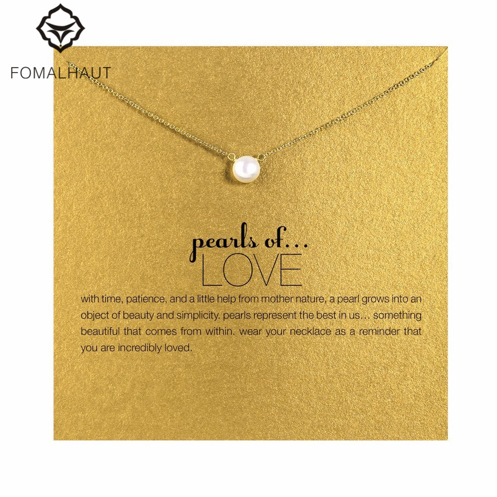 imitation pearl of love Pendant Necklaces Clavicle Chains necklace Fashion Chain Necklace Women Jewelry