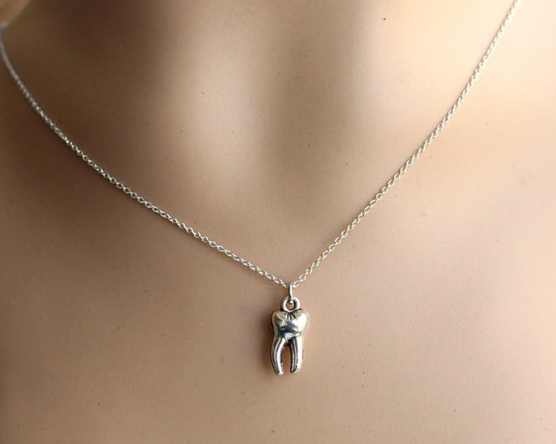 indie streetwear Silver Color Tooth Pendant Necklace Fairy Necklace for Girls Women wicca punk men's necklace grunge accessories