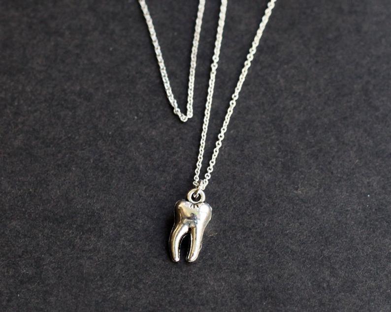 indie streetwear Silver Color Tooth Pendant Necklace Fairy Necklace for Girls Women wicca punk men's necklace grunge accessories