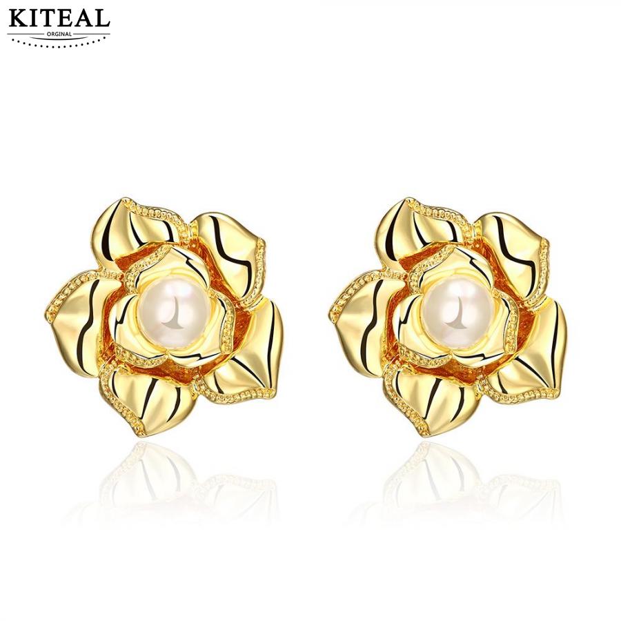 intage Love Gold color clip on earrings for women Yellow/rose gold color pearl beads stud earrings brincos sport