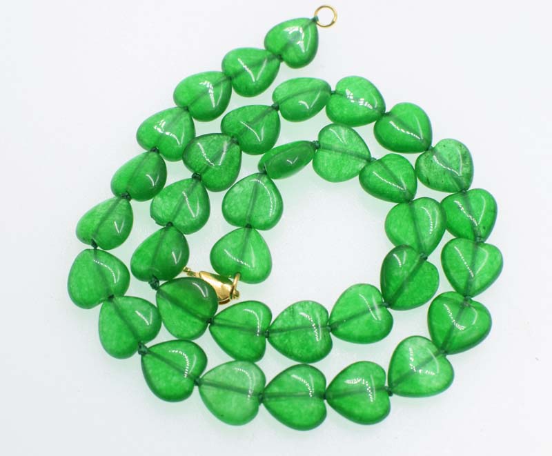 jade heart 12mm red/blue/green necklace 17inch   beads nature woman 2020