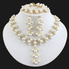 jiayijiaduo fashion imitation pearl gold-color jewelry set for women bridal wedding jewelry necklace earrings bracelet gift