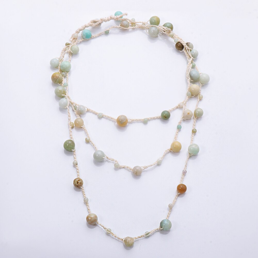 juran Vintage Handmade Bead Multi Layer Necklace Ceramic Bead Statement Women Long ZA Necklace