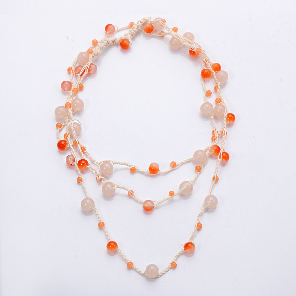 juran Vintage Handmade Bead Multi Layer Necklace Ceramic Bead Statement Women Long ZA Necklace