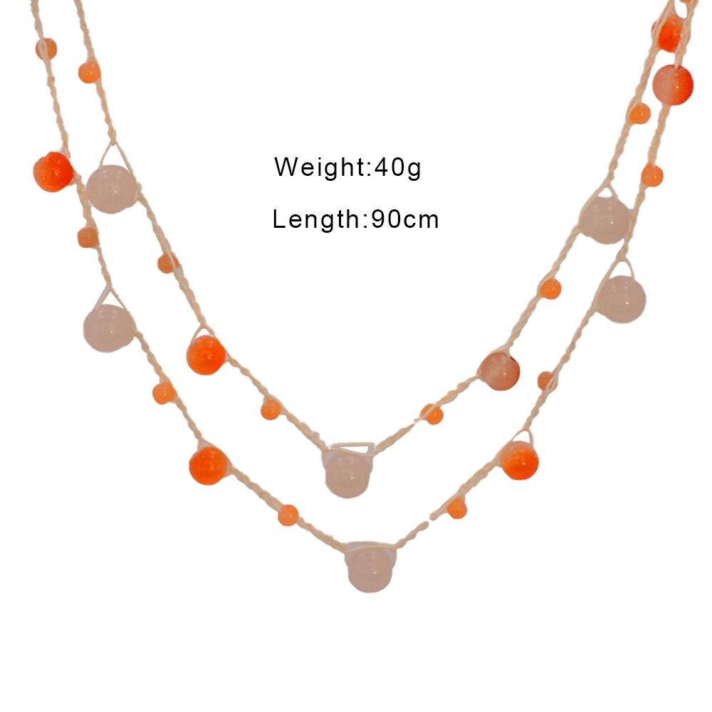 juran Vintage Handmade Bead Multi Layer Necklace Ceramic Bead Statement Women Long ZA Necklace