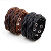 kirykle Wide Genuine Leather Bracelet for Men Brown Wide Cuff Bracelets Bangle Wristband Vintage Punk Male Jewelry Gift