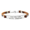kirykle  Inspirational Gifts For Women and man Saying stamped "life is about creating yourself" leather inspirational bracelet