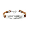 kirykle  Inspirational Gifts For Women and man Saying stamped "life is about creating yourself" leather inspirational bracelet