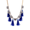 kissme Blue & Grey Tassel Necklace Special Design Rectangle Crystal Short Women Necklace Vintage Jewelry
