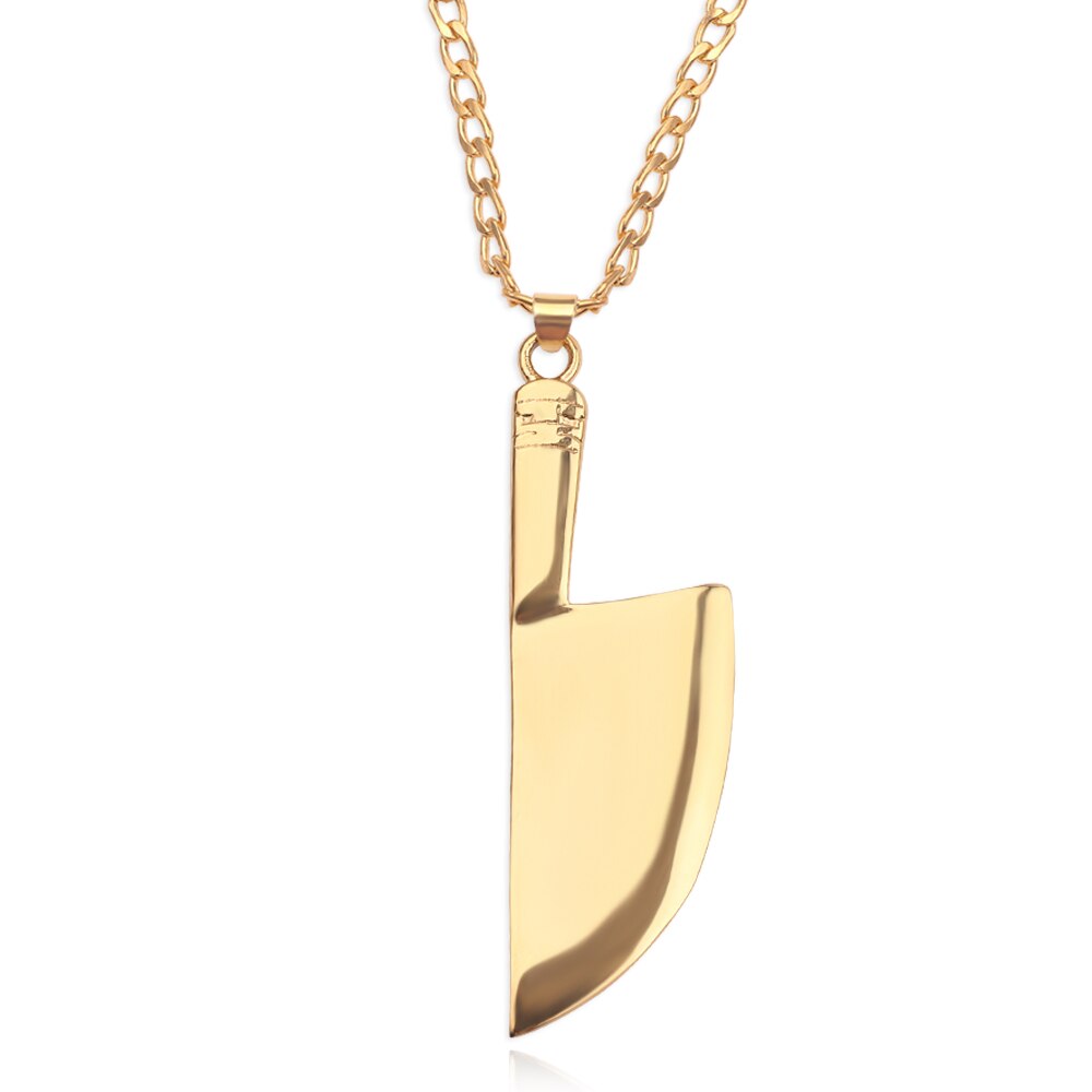 kitchen knife pendant necklace gold color cuban chain men necklaces gifts