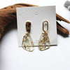 korean Design Jewelry Transparent Acrylic Broken Shell Earrings Gold Metal Asymmetrical Geometric Earrings for women