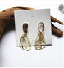 korean Design Jewelry Transparent Acrylic Broken Shell Earrings Gold Metal Asymmetrical Geometric Earrings for women