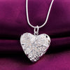 korean Pretty 925 Stamped Silver romantic Pattern heart photo frame Pendant Necklace For Women party wedding Jewelry