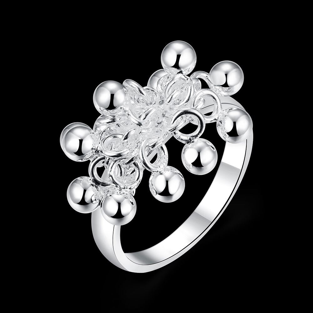 korean 925 Sterling Silver beads Grape Rings for Women Size 6 7 8 9 10 fine Wedding Jewelry Charm Party Gifts